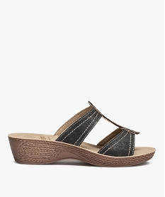 GEMO Mules femme confort dessus à brides ornées de strass noir standard