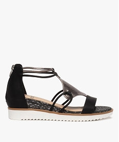 GEMO Sandales femme à talon compensé et semelle crantée noir standard