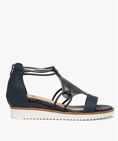 GEMO Sandales femme à talon compensé et semelle crantée bleu standard