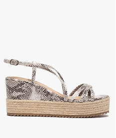 GEMO Sandales femme à talon et fines brides imitation serpent Multicolore