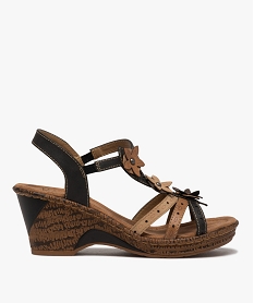 GEMO Sandales femme à talon compensé extra légères marron standard