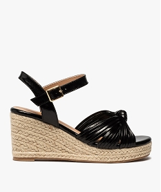 GEMO Sandales femme à talon compensé et fines brides nouées noir standard