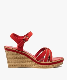 GEMO Sandales femme à talon compensé et détails métallisés rouge standard
