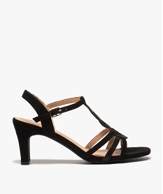 GEMO Sandales femme à talon et fines brides entrelacées noir standard