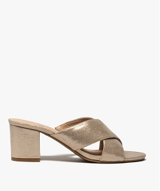 GEMO Sandales femme mules à talon unies à brides croisées dore