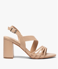 GEMO Sandales femme unies à talon et fines brides rose standard