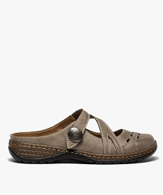 GEMO Sabots femme confort à bride scratch ajustable marron fonce