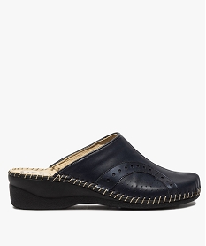 GEMO Sabots femme confort en cuir - 5 Zones Bleu