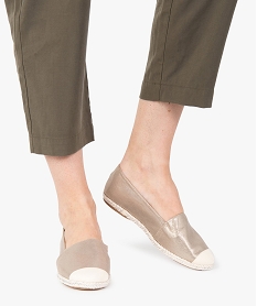 GEMO Ballerines femme style espadrilles en toile brillante dore