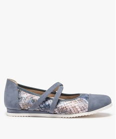 GEMO Ballerines femme à brides élastiques et semelle crantée bleu standard