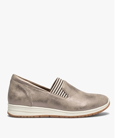 GEMO Mocassins femme sport à ouverture élastiquée marron fonce