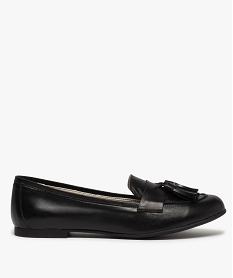 GEMO Mocassins femme unis à talon plat et pompons noir standard