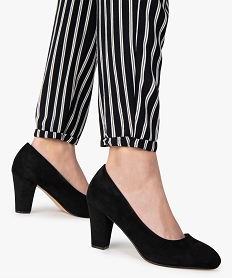 GEMO Escarpins femme en suédine coupe spéciale pied large noir standard