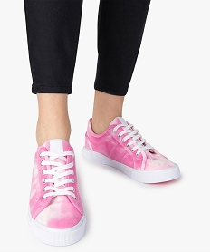 GEMO Tennis femme en toile unie effet tie and dye Rose