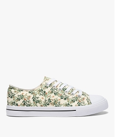 GEMO Baskets femme en toile à bout renforcé fermeture lacets coloris assortis