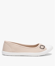 GEMO Ballerines femme en toile avec bout renforcé beige standard