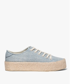 GEMO Tennis femme en toile brute et semelle plateforme en corde bleu standard