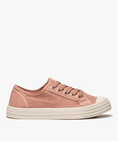GEMO Baskets femme en toile froissée et bout renforcé rose standard