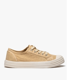 GEMO Baskets femme en toile froissée et bout renforcé beige standard