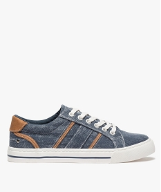 GEMO Baskets femme en toile denim et semelle contrastante bleu chine