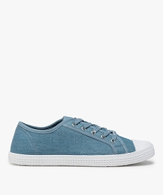 GEMO Baskets femme en toile à lacets imprimés et bout renforcé bleu chine