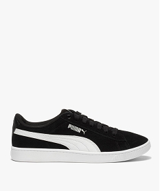 GEMO Baskets femme bicolores avec dessus en cuir velours - Puma Noir