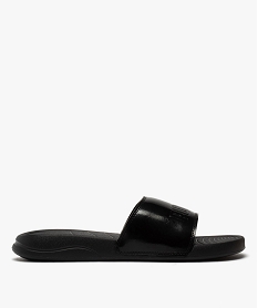 GEMO Mules de piscine femme unies à bandeau verni - Puma Noir