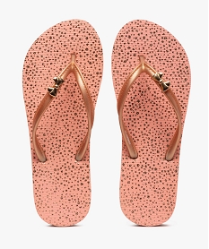 GEMO Tongs femme avec nœud décoratif sur la bride dore