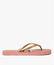 GEMO Tongs femme à brides métallisées et semelle imprimée dore