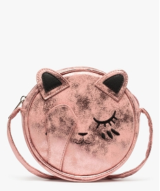 sac fille rond irise a motif chat et details en relief roseB460701_1