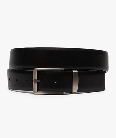 GEMO Ceinture homme unie avec boucle en métal brossé noir standard