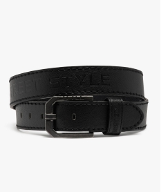 GEMO Ceinture en matière grainée avec inscription gravée homme noir standard