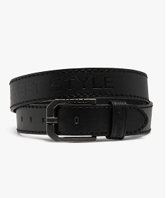 GEMO Ceinture homme en matière grainée avec inscription gravée noir standard