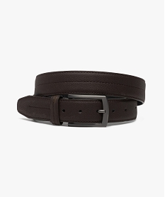 GEMO Ceinture homme à boucle rectangulaire et surpiqûres Brun