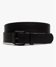 GEMO Ceinture homme en matière texturée avec boucle ton sur ton Noir