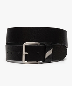 ceinture homme en matiere grainee avec boucle en metal brosse noir ceintures et bretellesB462801_1