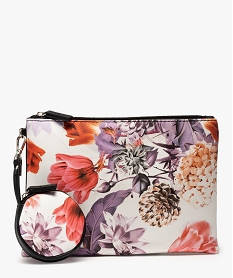 pochette femme avec porte-monnaie a motifs fleuris blancB463101_1