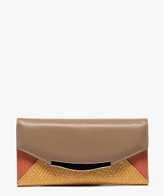 GEMO Portefeuille femme multimatières avec rabat pressionné Beige