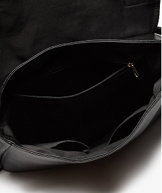 sac femme forme besace avec details metalliques sur le rabat noirB465801_3