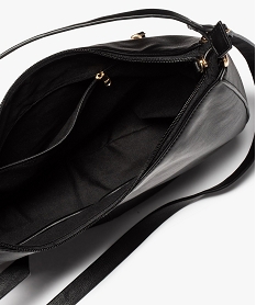 sac femme forme arrondie avec surpiqure sur lavant noir sacs a mainB472601_3