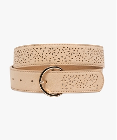 GEMO Ceinture femme ajourée bicolore Beige