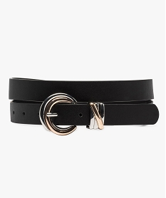 GEMO Ceinture femme à boucle ronde métal bicolore Noir