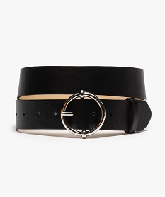 ceinture femme unie avec boucle metallique ronde noirB474401_1