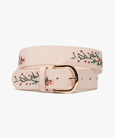 GEMO Ceinture femme large à broderies fleuries Rose