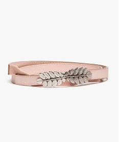 GEMO Ceinture femme fine élastiquée à boucle feuille Rose