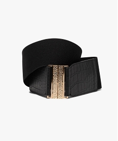 GEMO Ceinture femme large élastiquée à boucle dorée Noir