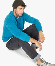 GEMO Sweat homme molletonné contenant du coton bio Bleu