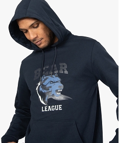 sweat homme a capuche en molleton bleuB476701_1