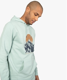 sweat homme a capuche en molleton vertB476801_1