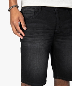 bermuda homme en jean stretch effet delave noir shorts en jeanB478001_2